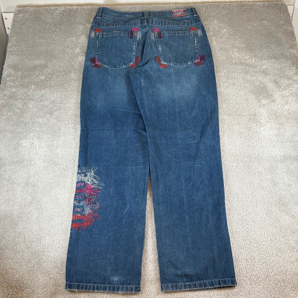 Vintage 90s Coogi Men's Embroidered Straight‎ Leg Denim Jeans Blue 35x32 Skater